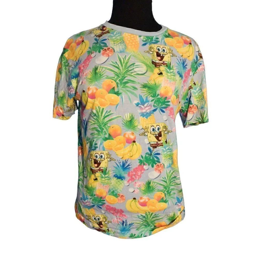 H&M Divided Nickelodeon Spongebob All over Graphic Print T-Shirt Sz Med